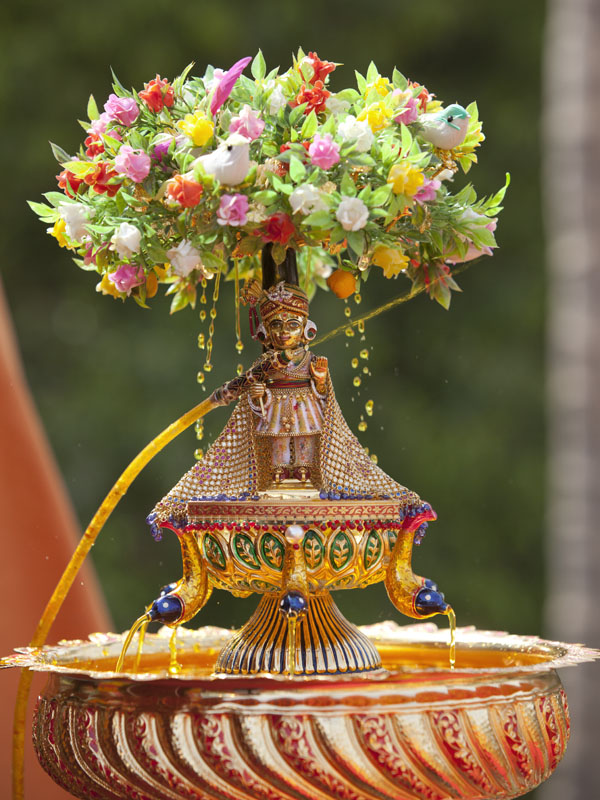  Shri Harikrishna Maharaj showers colored water