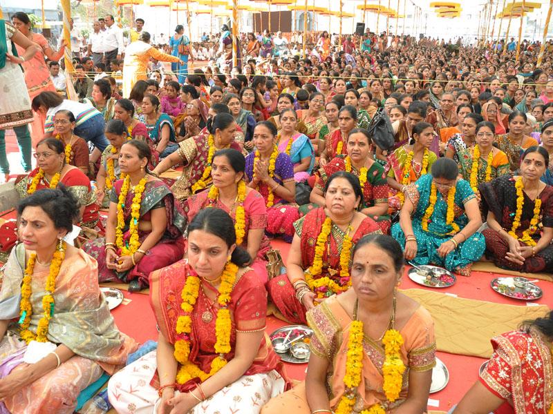  Mothers of sadhaks participate in  mahapuja at the diksha ceremony