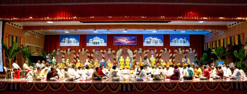  Devotees participate in pratishtha mahapuja rituals