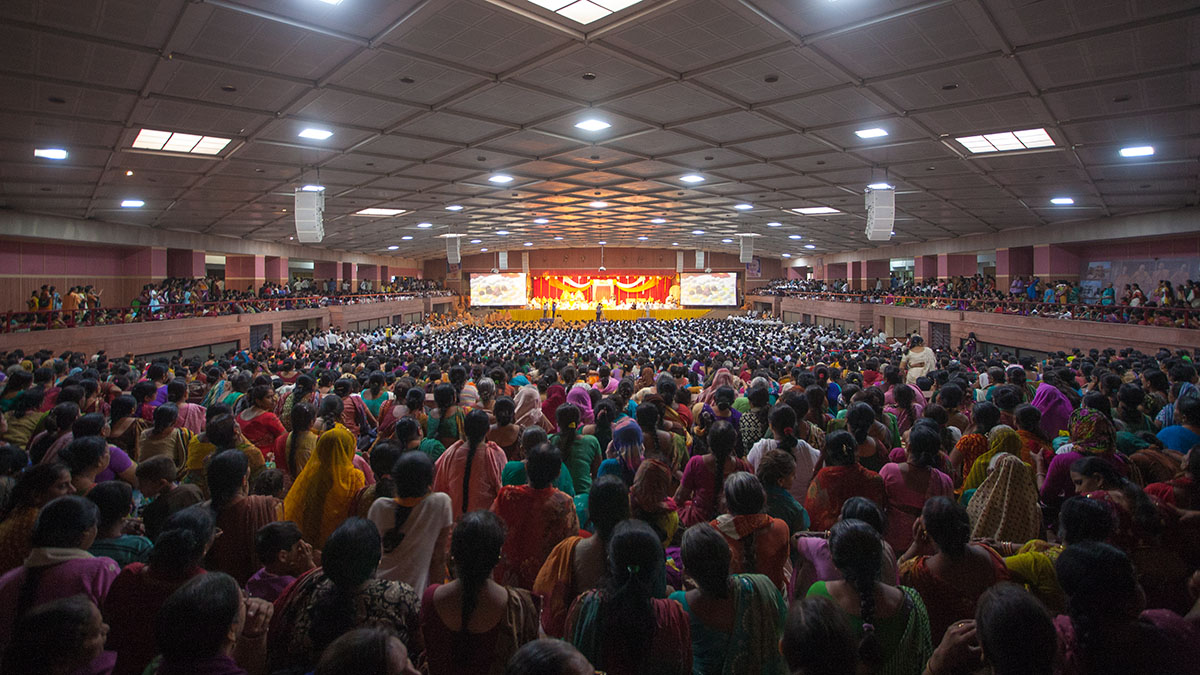 Devotees during the mahapuja ceremony
