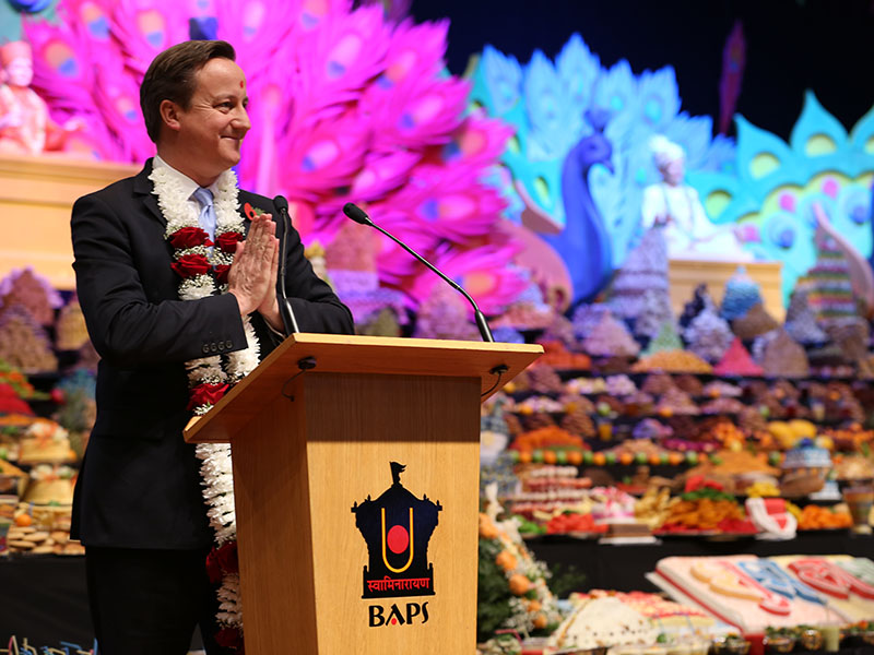 British Prime Minister David Cameron at the London mandir on the Hindu New Year day