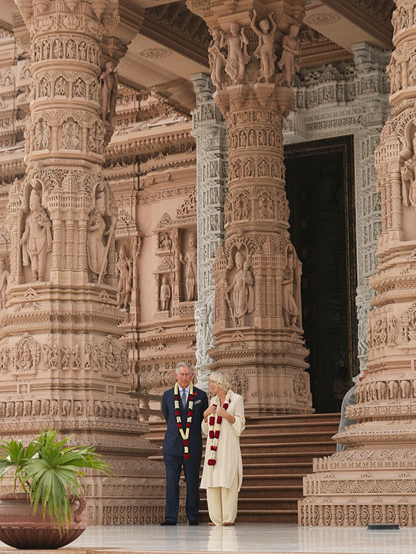 HRH Prince Charles and the Duchess of Cornwall at Swaminarayan Akshardham Mandir, New Delhi
