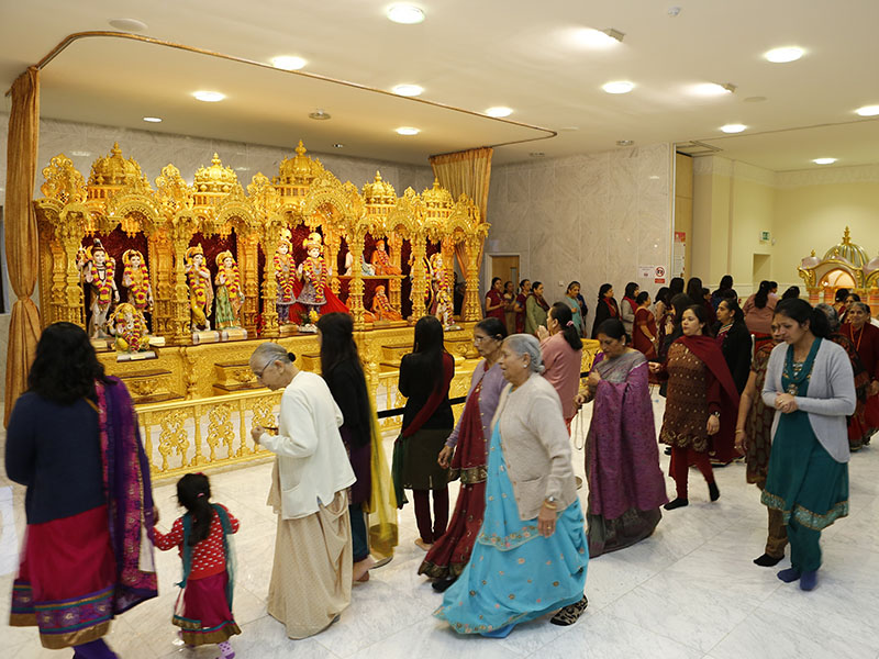 Devotees perform pradakshina