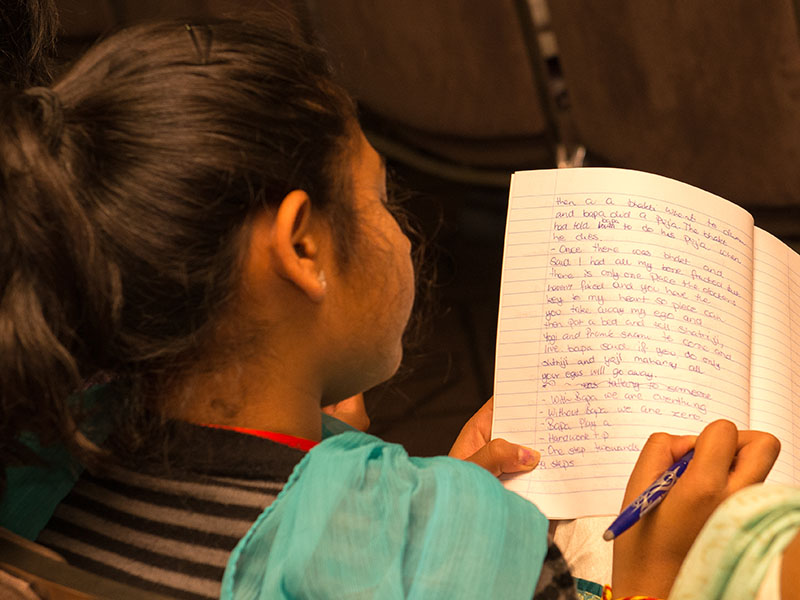 Taking notes during the morning program