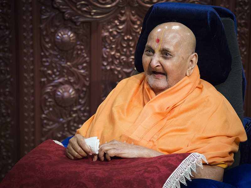 HH Pramukh Swami Maharaj in a divine, jovial mood