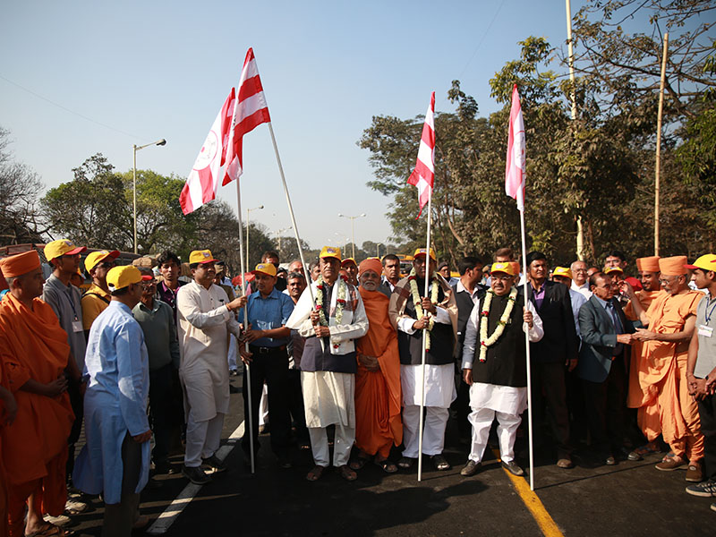 Nagar Yatra - Sadhus and devotees lead the procession through the streets of Kolkata