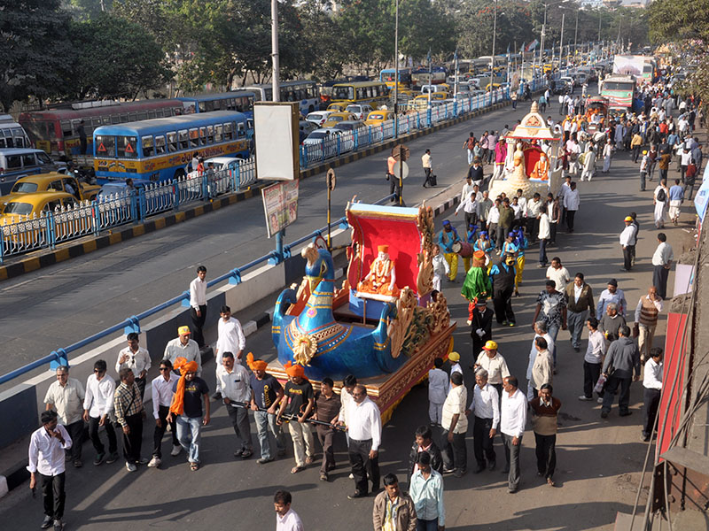 Nagar Yatra - a procession of the murtis through the streets of Kolkata