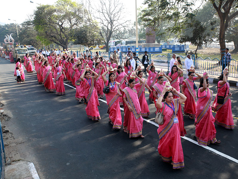 Nagar Yatra - women carrying 'kalash' participate in the procession