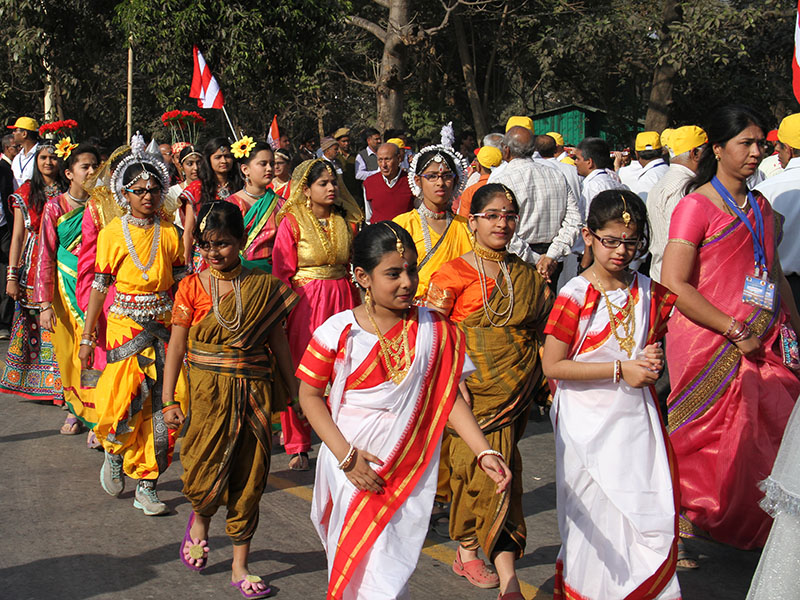 Nagar Yatra - children in traditional dresses participate in the procession