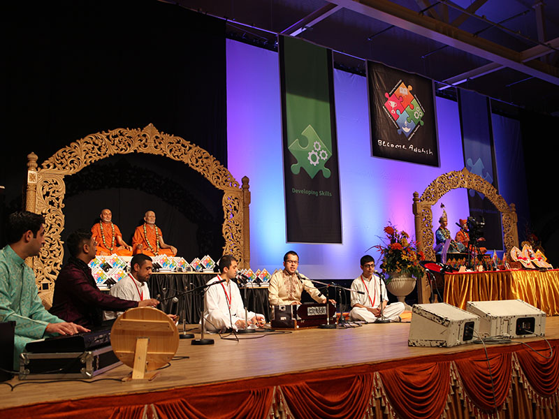 Youths sing kirtans