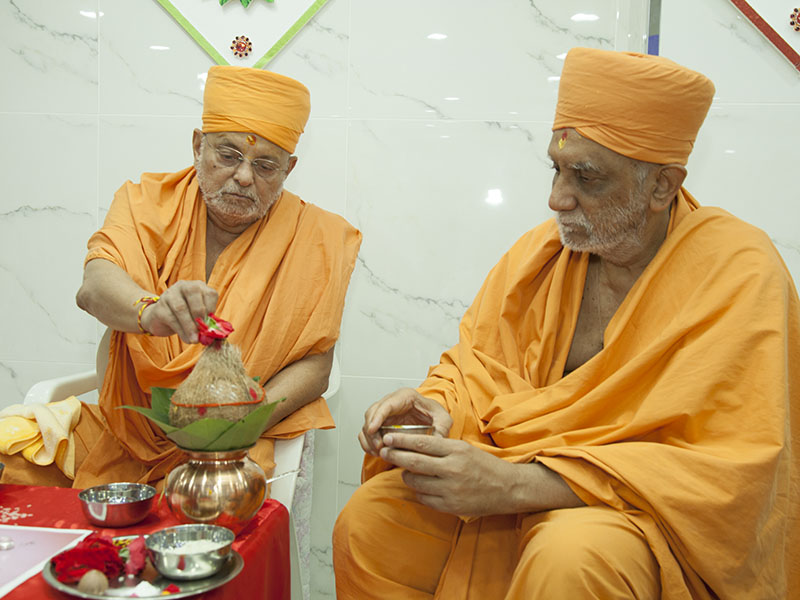 Pujya Ishwarcharan Swami performs murti-pratishtha mahapuja 