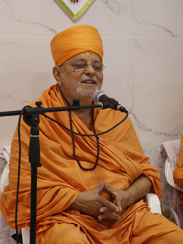 Pujya Ishwarcharan Swami blesses devotees 