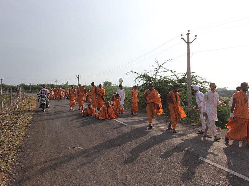 Dandvat Yatra by sadhus from Gadhada to Sarangpur