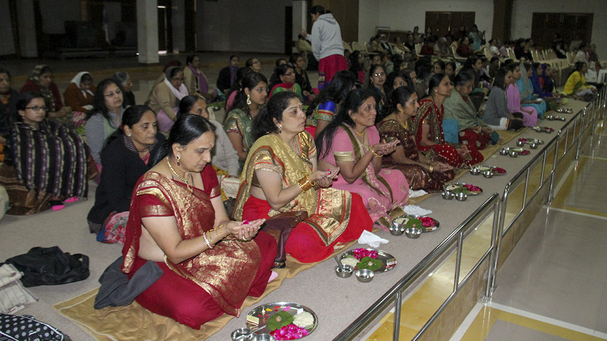 Mothers of sadhaks and devotees during mahapuja