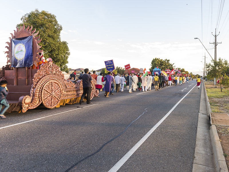 Devotees participate in the procession