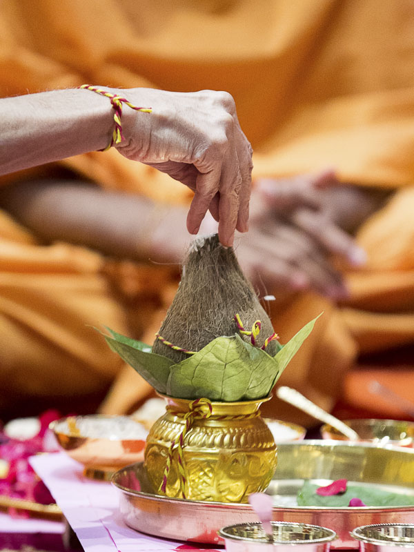 Murti-Pratishtha mahapuja rituals being performed by Pujya Mahant Swami