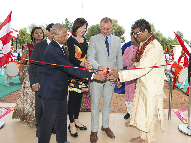 Hon. Jay Wetherill MP, Premier of South Australia, ceremonially opens the mandir