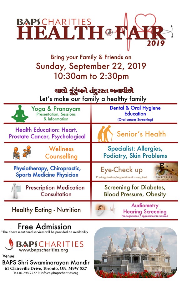 BAPS Charities Health Fair