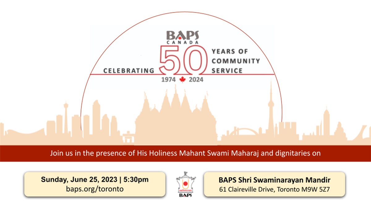 BAPS Canada Celebrating 50 Years of Community Service