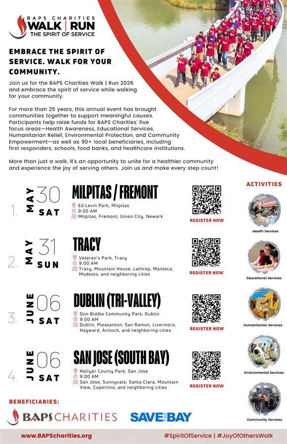 BAPS Charities Walk/Run 2026 (4 Events)