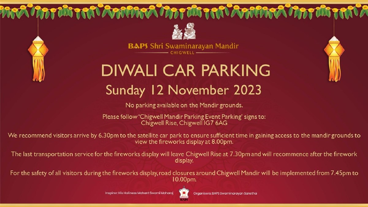 Chigwell Diwali 2023 Car Parking Info