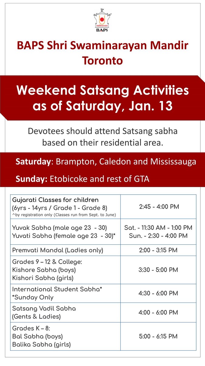 Weekend Satsang Activities 