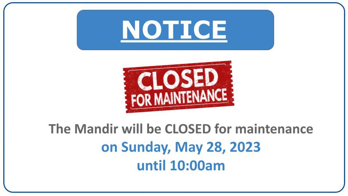 MANDIR CLOSED until 10am