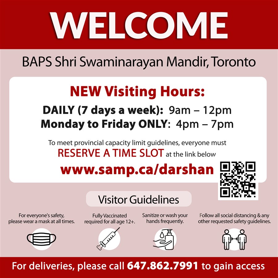 BAPS Shri Swaminarayan Mandir, Toronto is Open