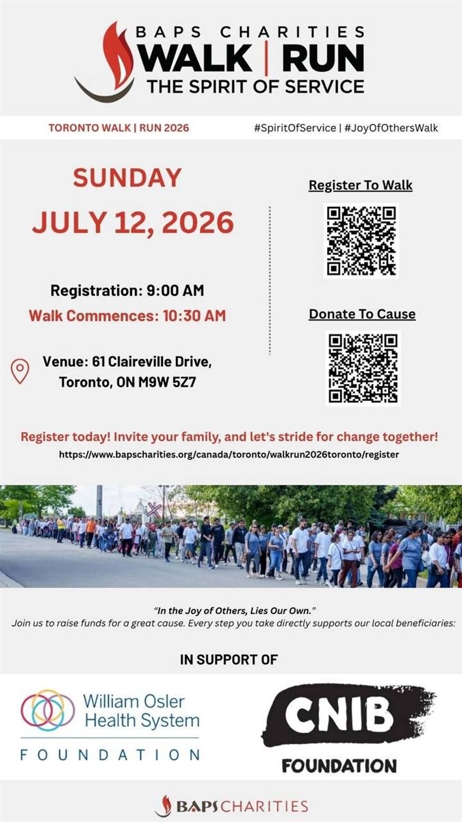 BAPS Charities Walk | Run 2026 - Toronto